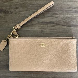Coach tan wristlet/wallet